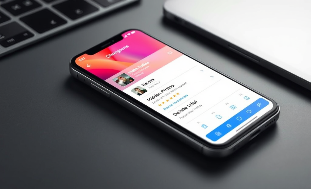 An app interface showcasing the recovery of hidden photos on a device.