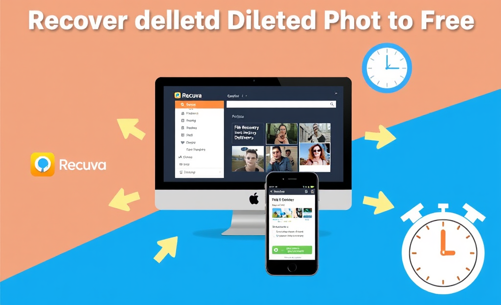 Illustration showing methods to recover deleted photos for free.