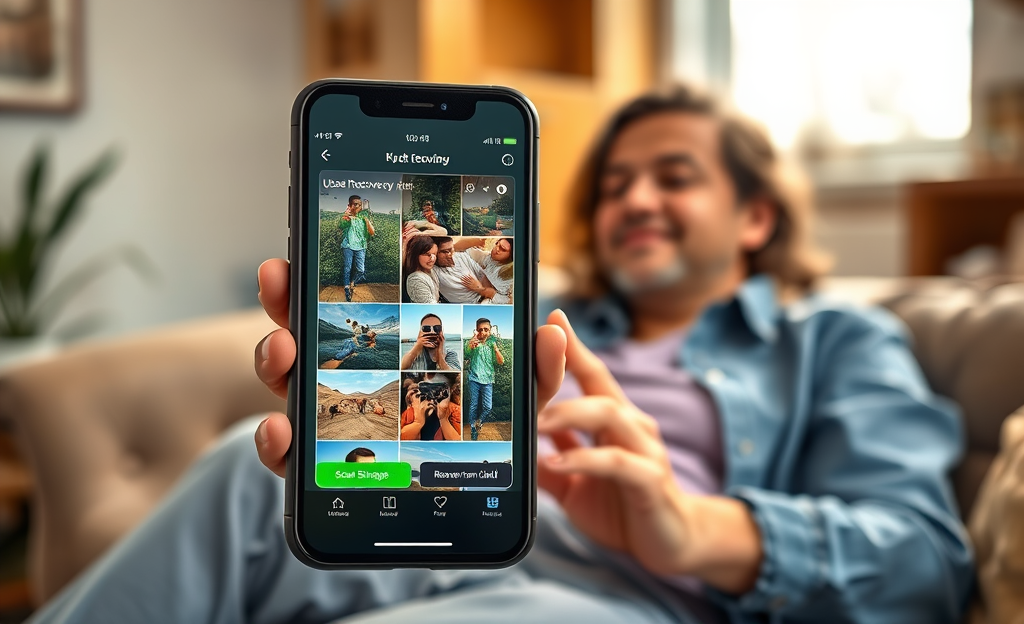 A user recovering deleted photos using a secure app