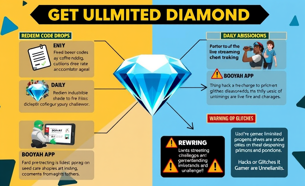 Image illustrating ways to earn unlimited diamonds in Free Fire