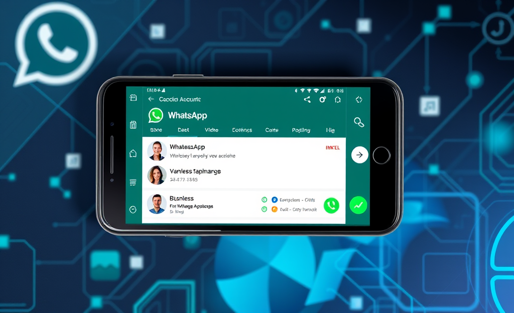 An illustration showing a smartphone displaying cloned WhatsApp conversations.