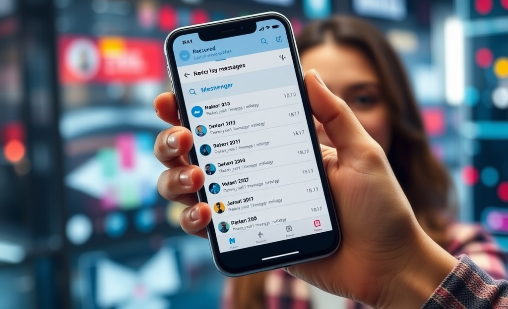 An illustration of an app interface for recovering lost Messenger messages.