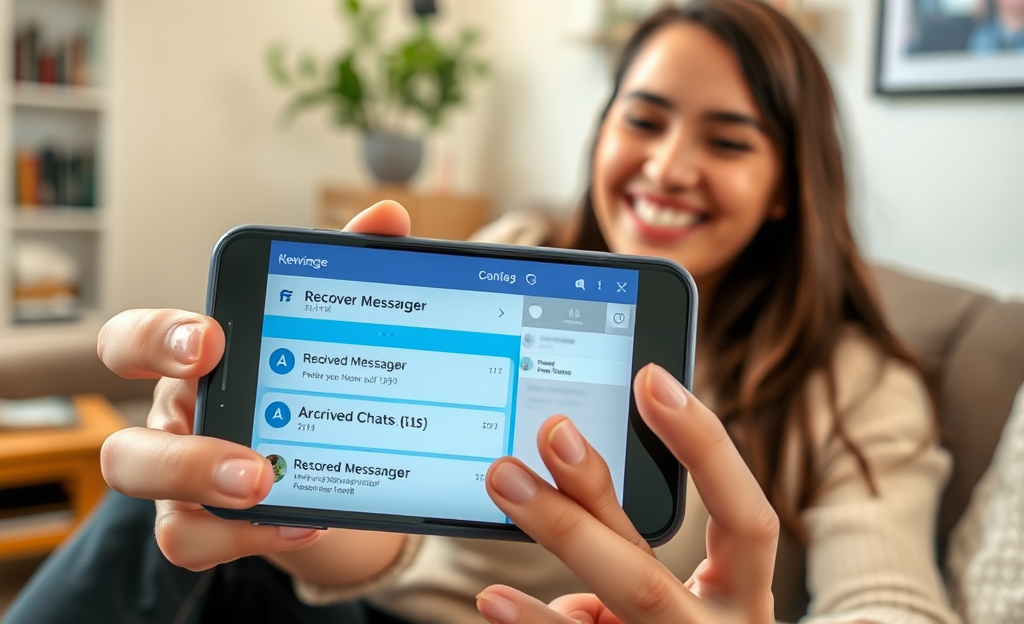 An app interface showing Messenger message recovery features