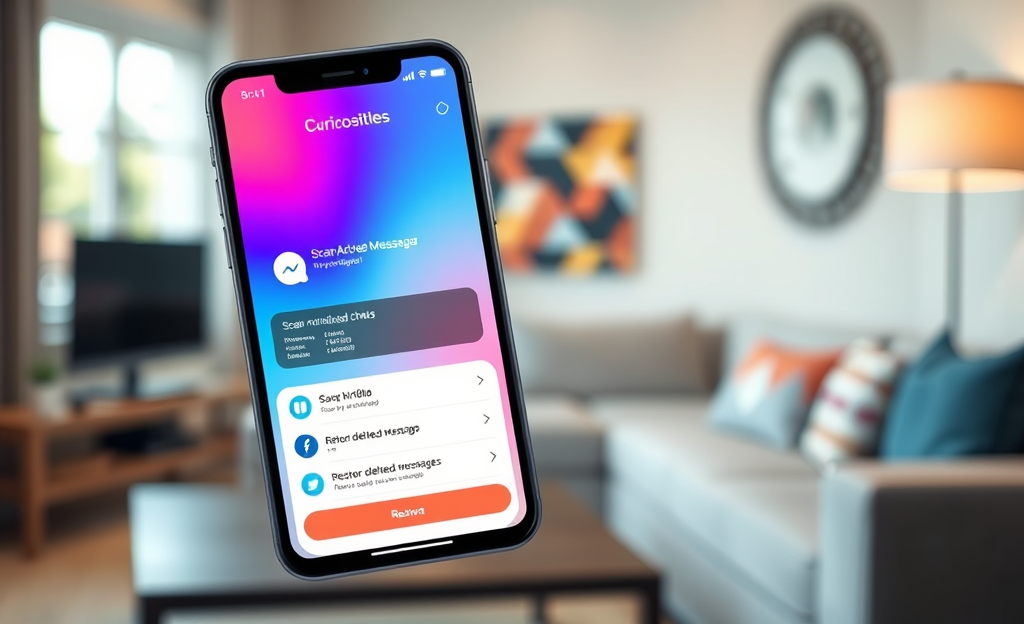 A user recovering lost messages from Messenger using the Message Recovery app.