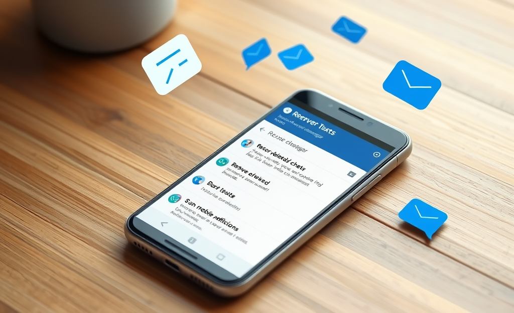 An illustration of a mobile phone recovering deleted text messages from Messenger.