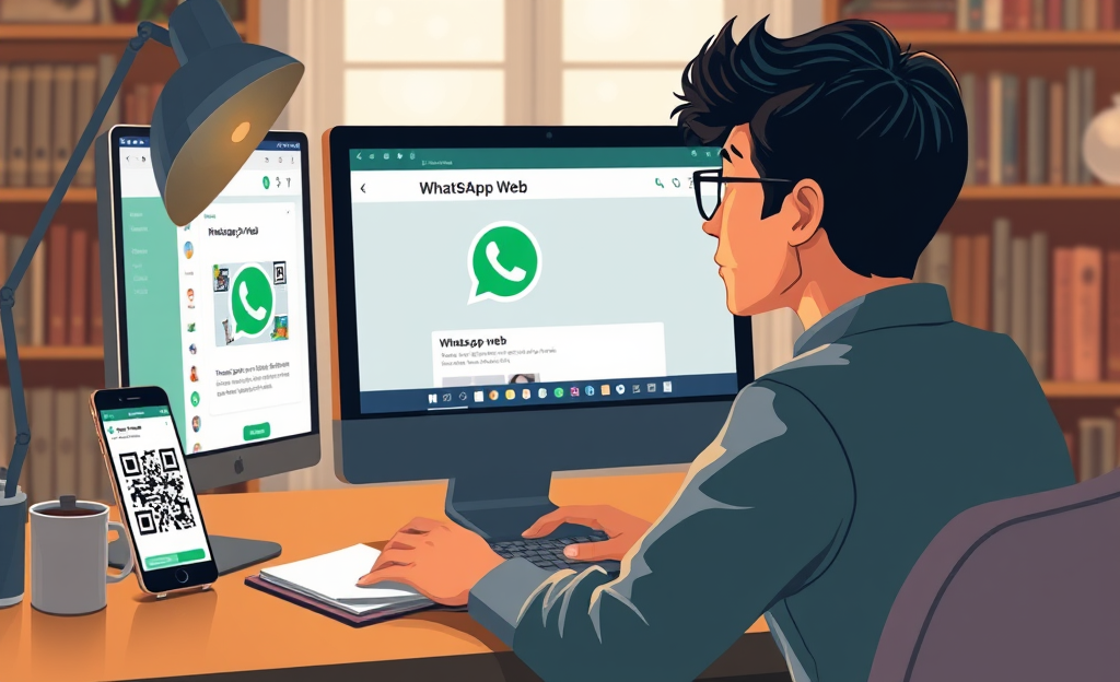 A person using WhatsApp on their phone to access chat features.