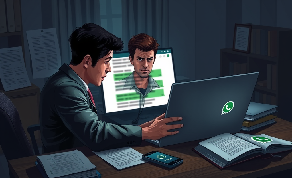 A person contemplating the ethics of reading messages from another WhatsApp account.