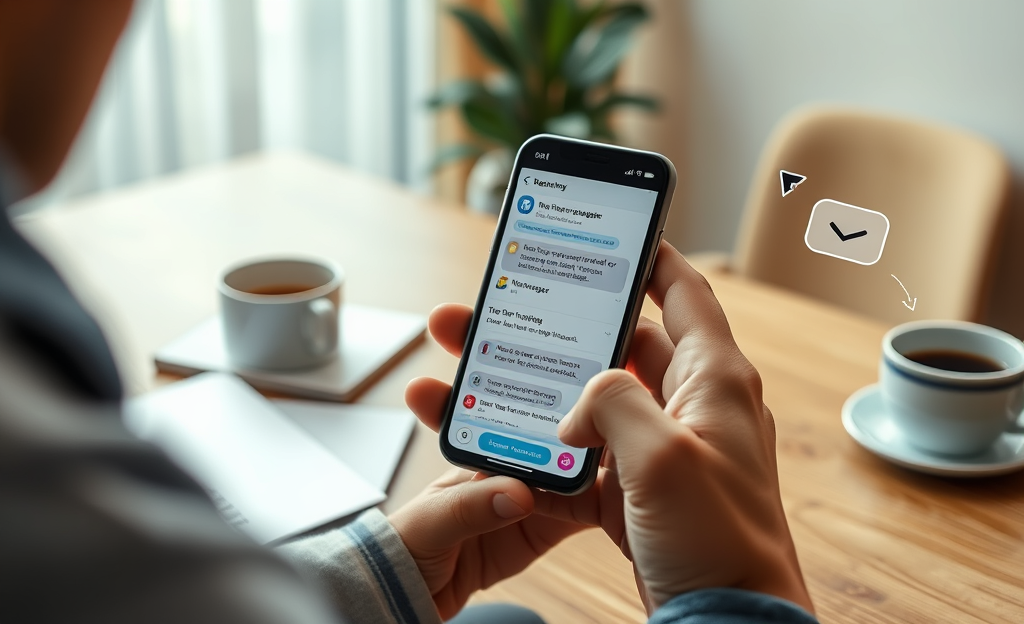 A person retrieving hidden messages from the Messenger app on a smartphone.