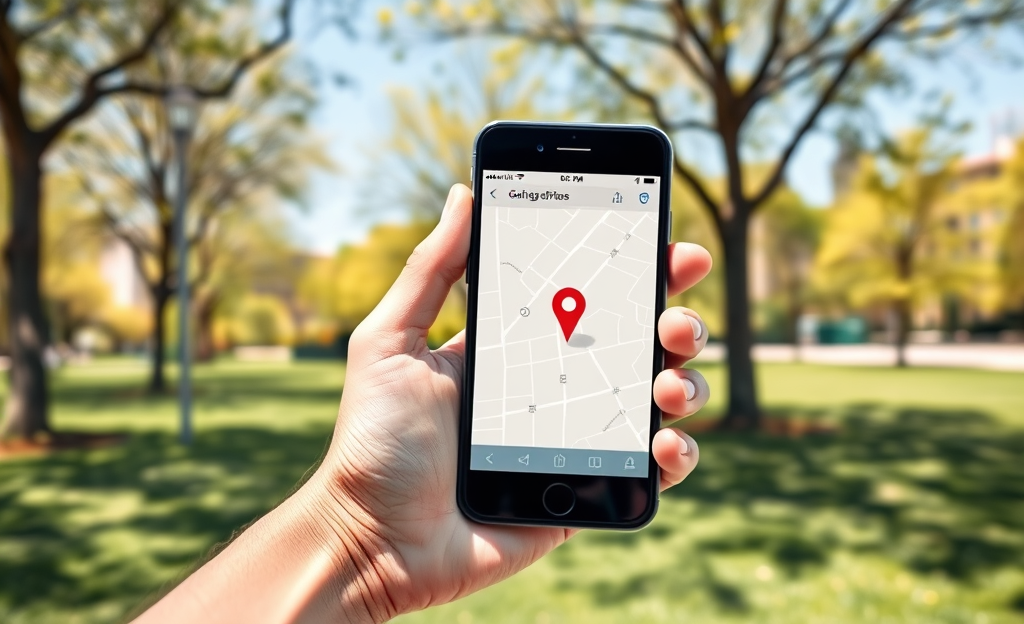 A smartphone displaying a lightweight app interface for tracking phone location.