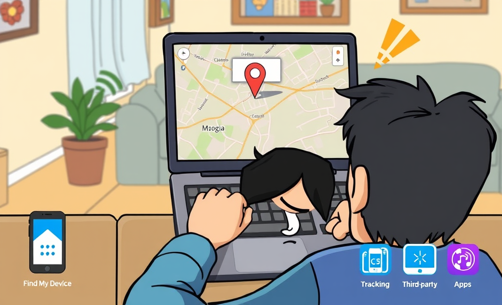 A person looking for a lost cell phone using a tracking app.