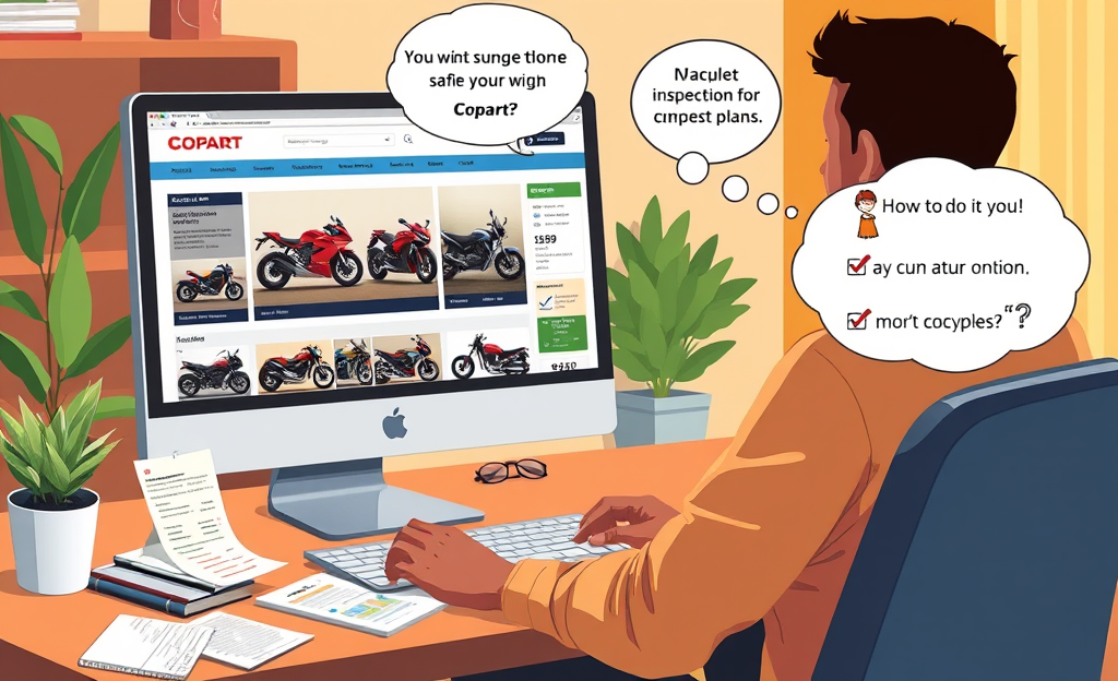 A person bidding on auction motorcycles online with a laptop.