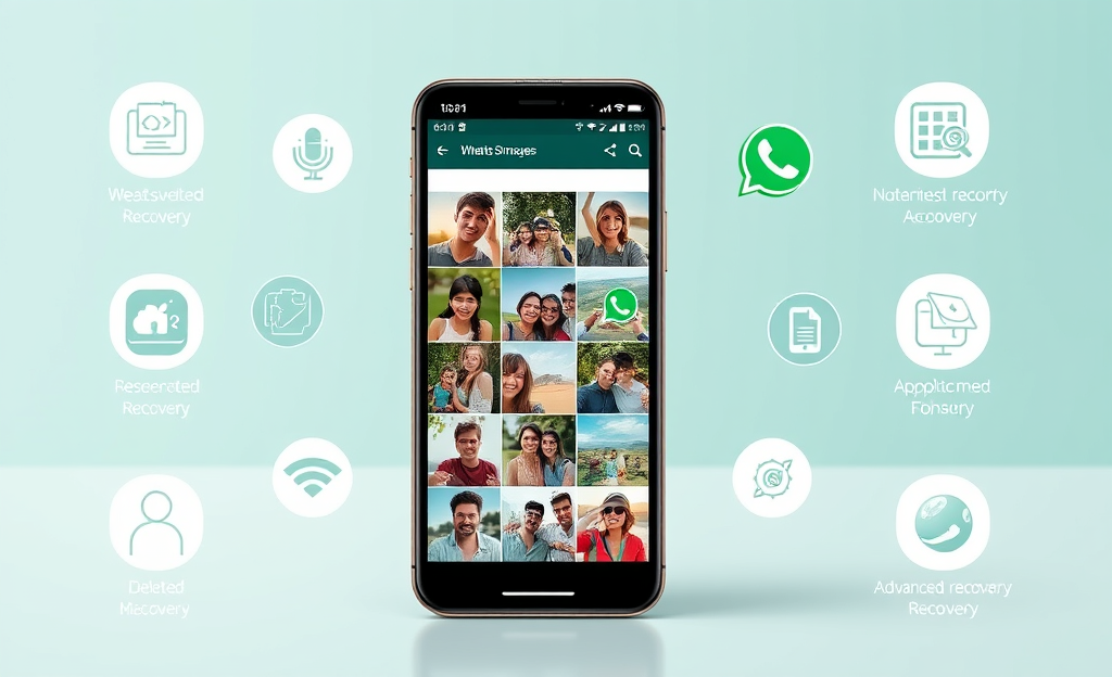A smartphone displaying the app that restores WhatsApp images.