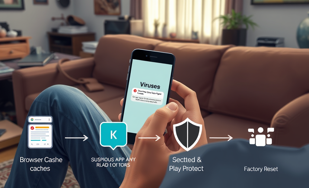 Steps to remove viruses from a cell phone without paid apps.
