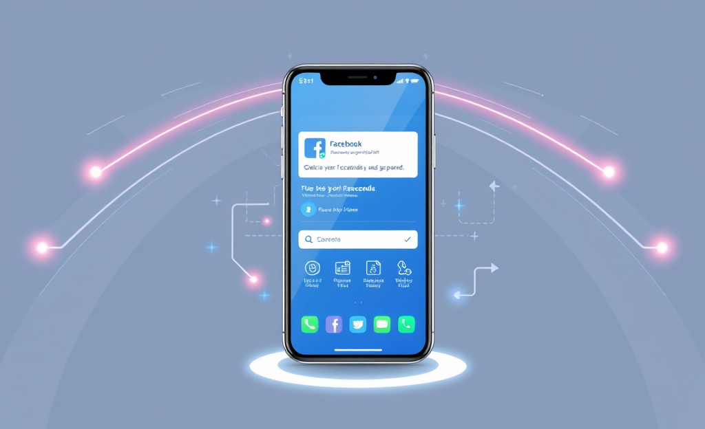 An app interface showcasing fast Facebook loading speeds.