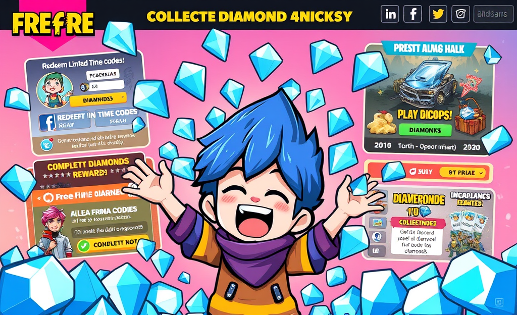 A player collecting diamonds in Free Fire game.