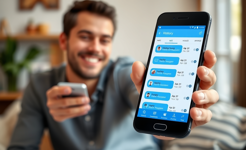 Illustration of an app interface with message recovery features for Messenger.