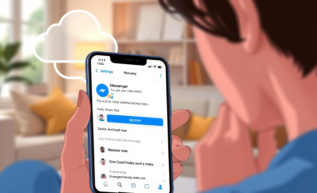 Image illustrating steps to restore Messenger chats