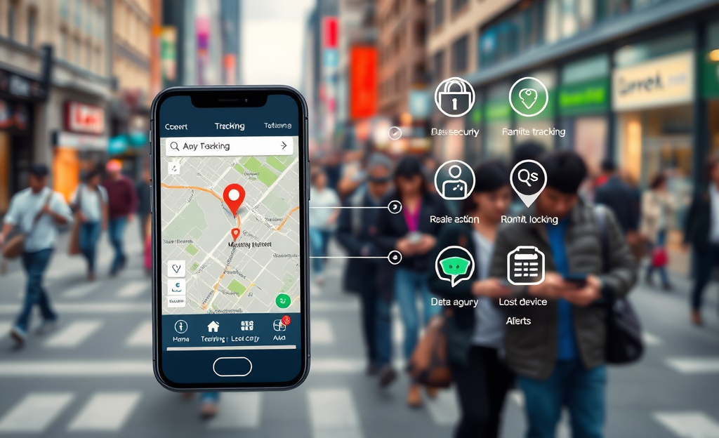 A smartphone displaying a tracking app interface to locate lost devices.