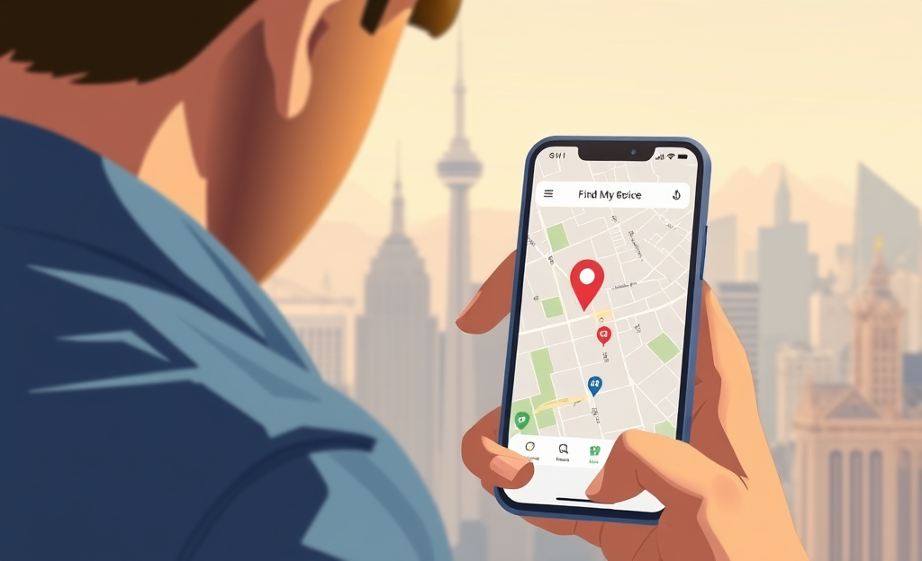 A person using a smartphone to track a cell phone's location.