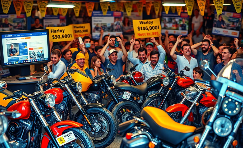 A collection of motorcycles available at auction featuring low prices.