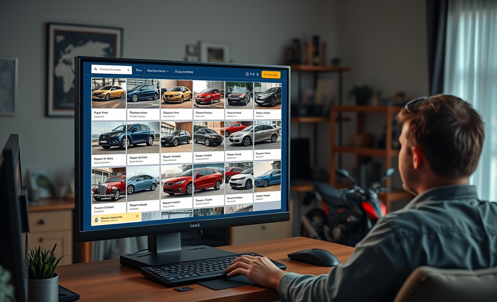 A selection of affordable cars and motorcycles available at a virtual auction.