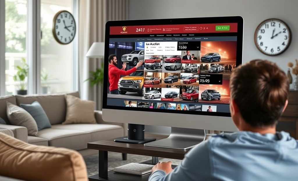 A person bidding on a vehicle in an online car auction.