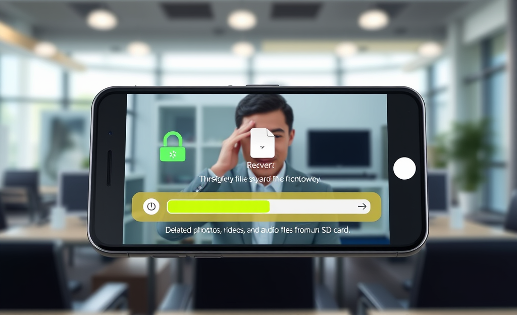 A lightweight app interface showing photo recovery options for SD card.