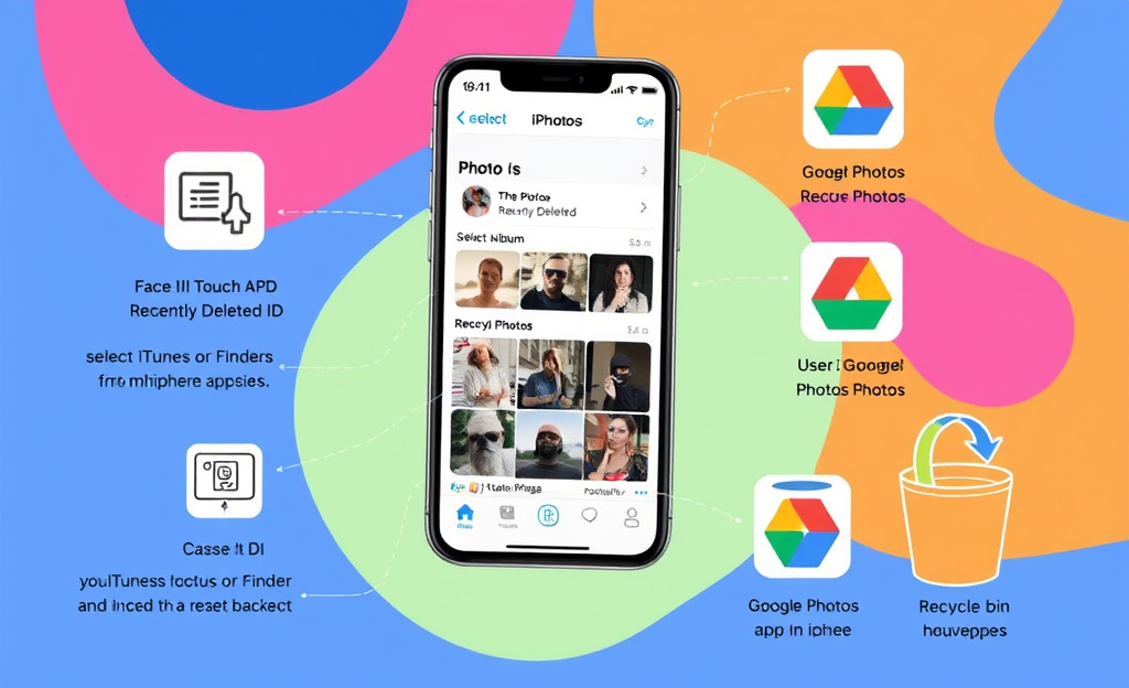 A user restoring deleted images from an iPhone.