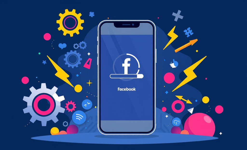 An app interface showcasing improved Facebook loading speeds and performance features.