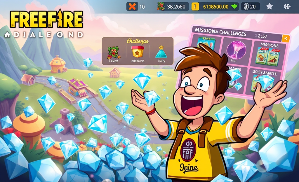 A gamer collecting diamonds in Free Fire with strategies.