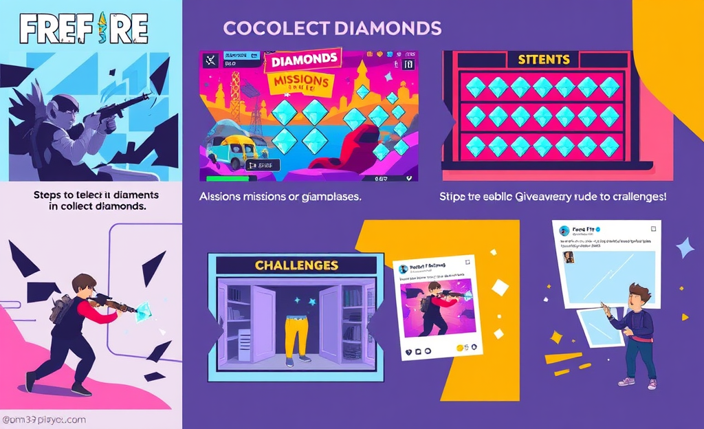 A player collecting diamonds in Free Fire game.