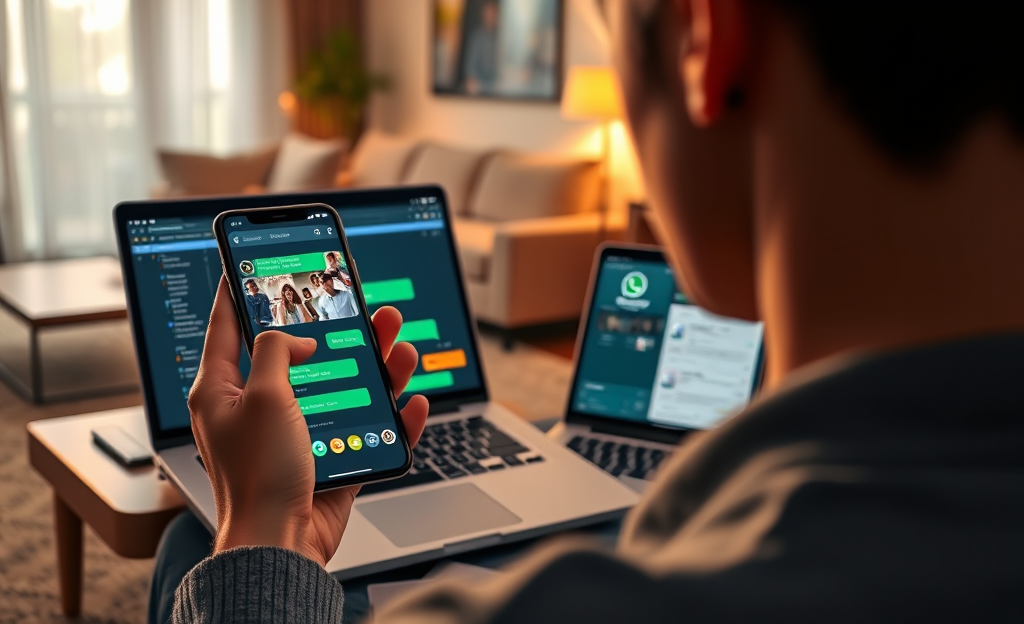 A user viewing WhatsApp conversations on a mobile app.