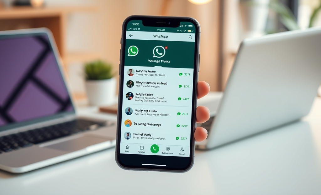 An interface showing an app for monitoring WhatsApp messages with real-time notifications.