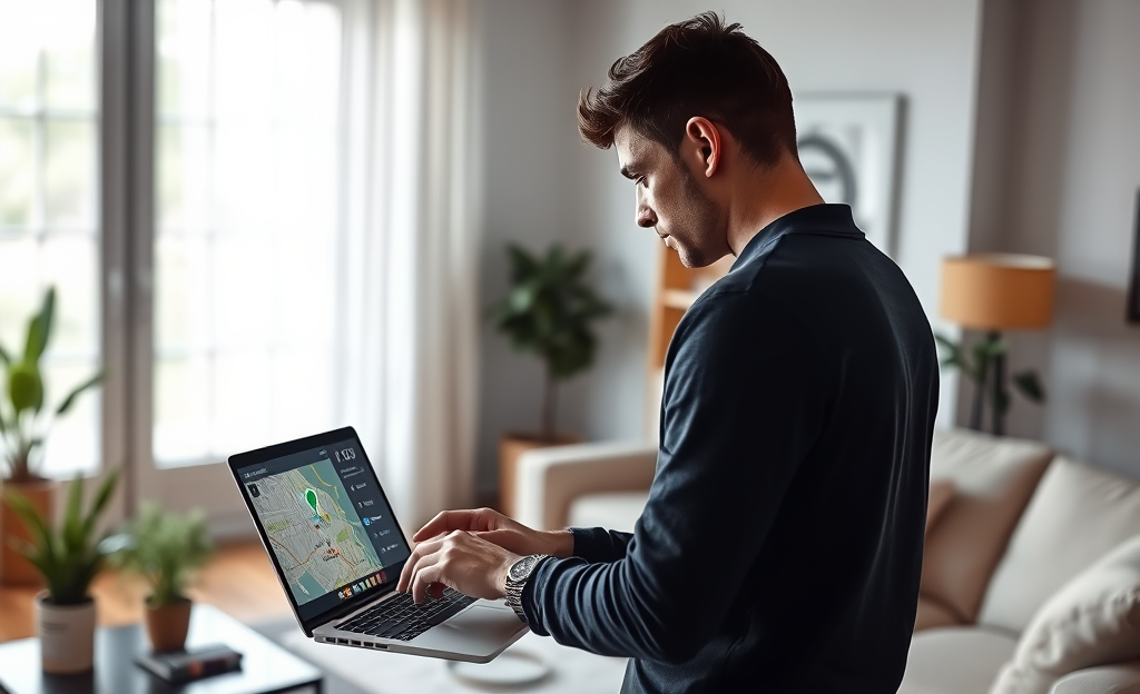 A person using a mobile app to track a stolen cell phone for recovery.