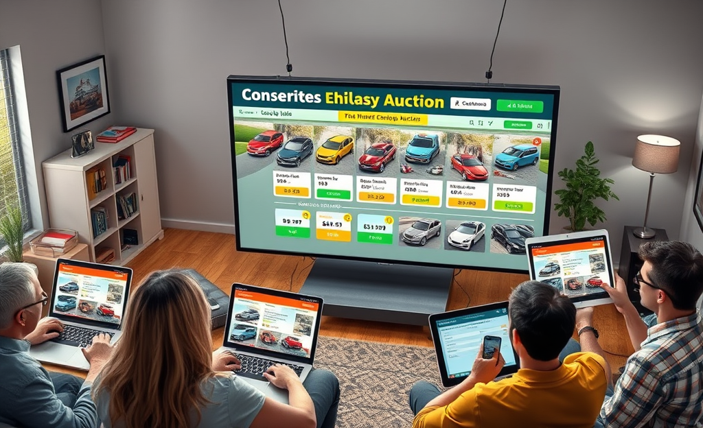 A person bidding on affordable vehicles at an online auction platform.