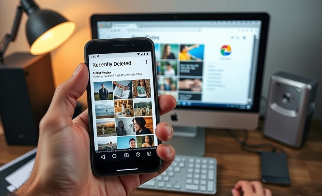 A user recovering deleted photos from a device using various methods.