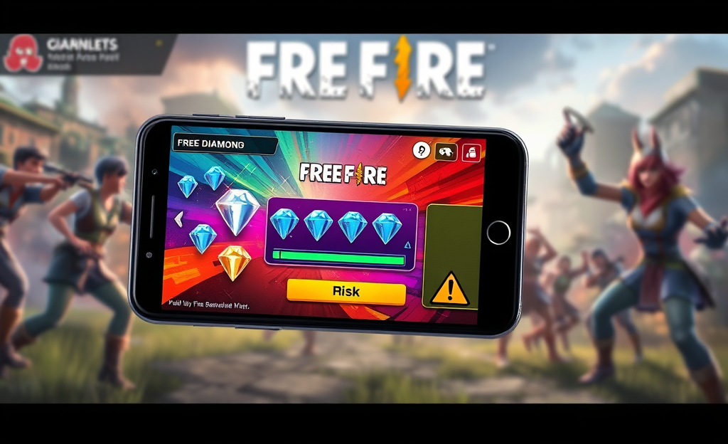 Image depicting the Free Fire free diamond app interface and in-game currency