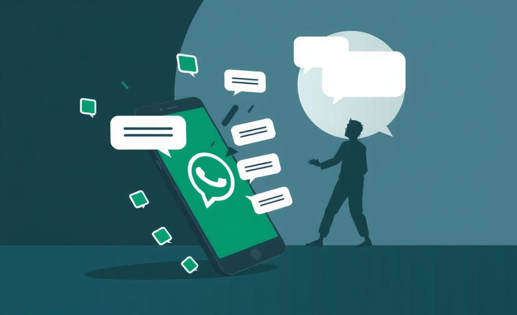 An illustration showing the concept of reading WhatsApp messages, emphasizing the importance of privacy and consent.