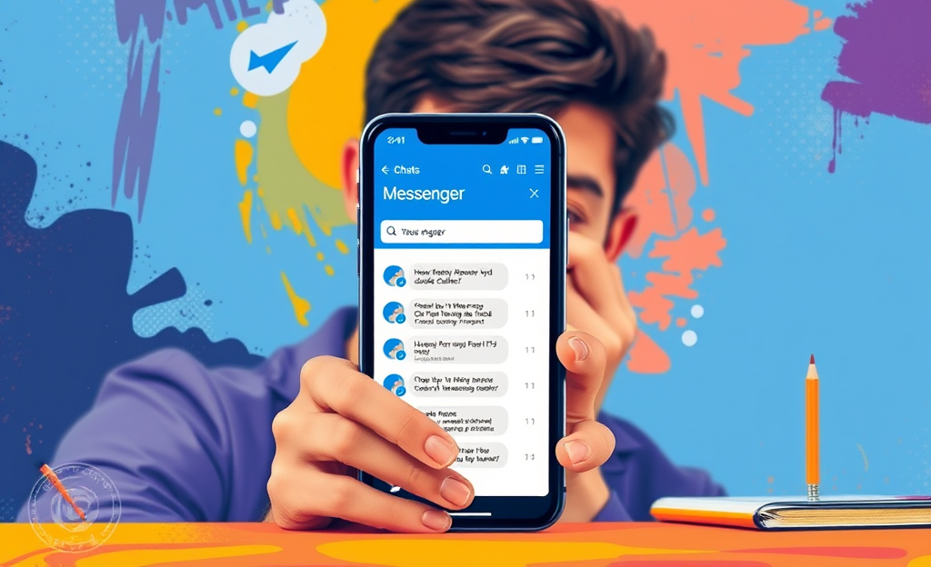 A person retrieving lost Messenger messages on a smartphone.