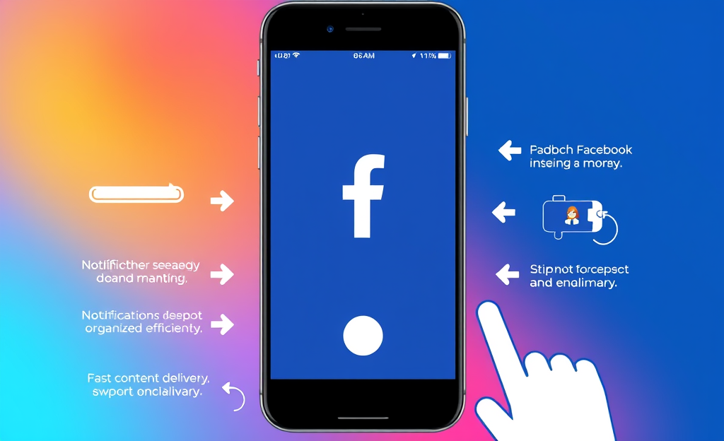 An illustration of an app interface designed to enhance Facebook's performance.