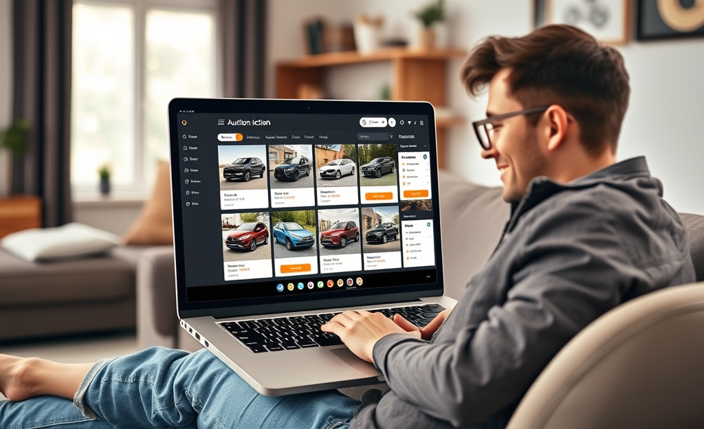 An online vehicle auction platform showcasing various vehicles for sale.