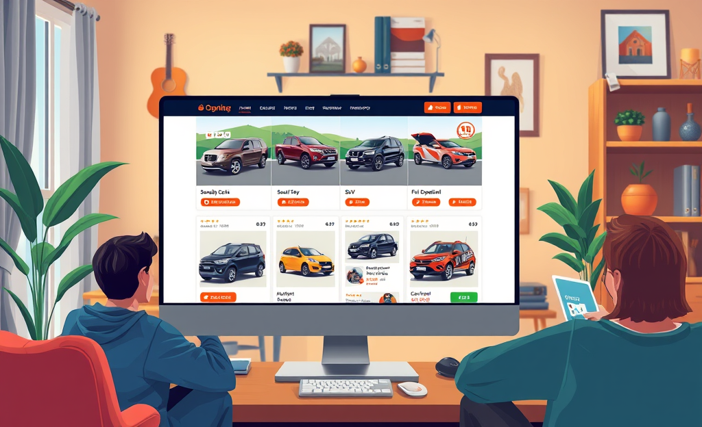 A person browsing an online vehicle auction site on a laptop.