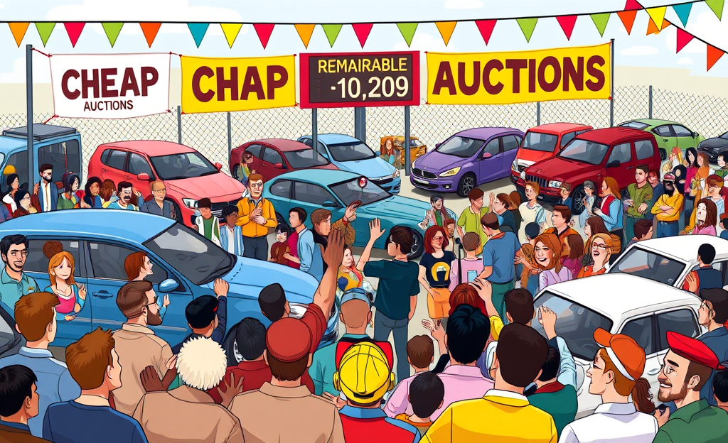 Image of a car auction showcasing affordable vehicles available for bidding.