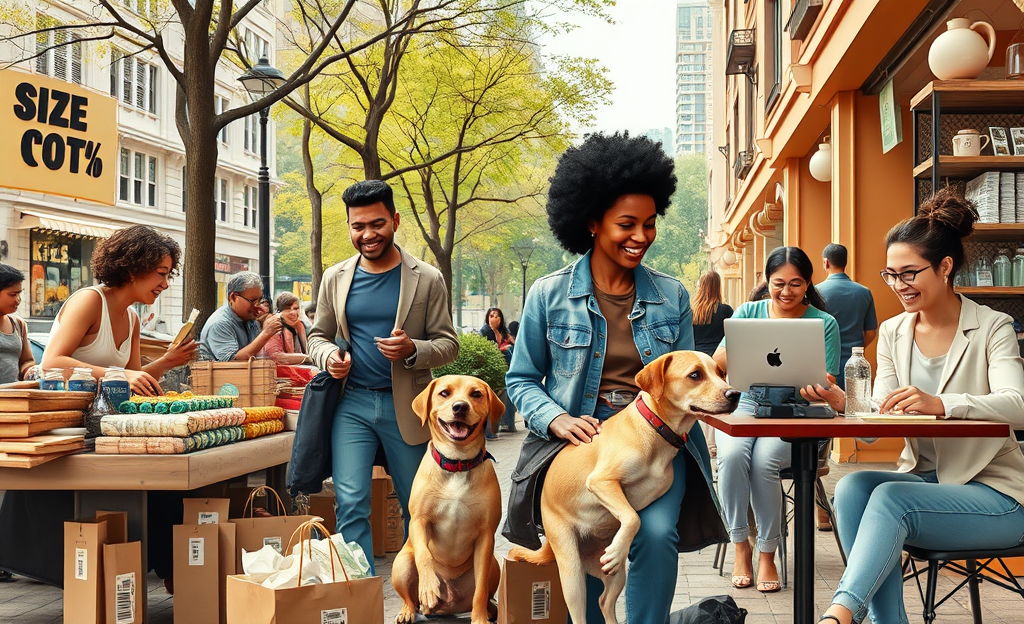 Image showing various side hustle activities like selling goods and freelance work.