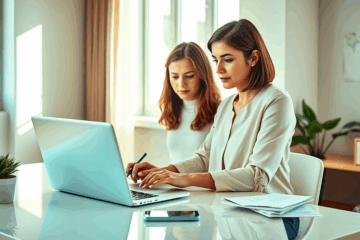 Guy using a laptop to request his credit report online