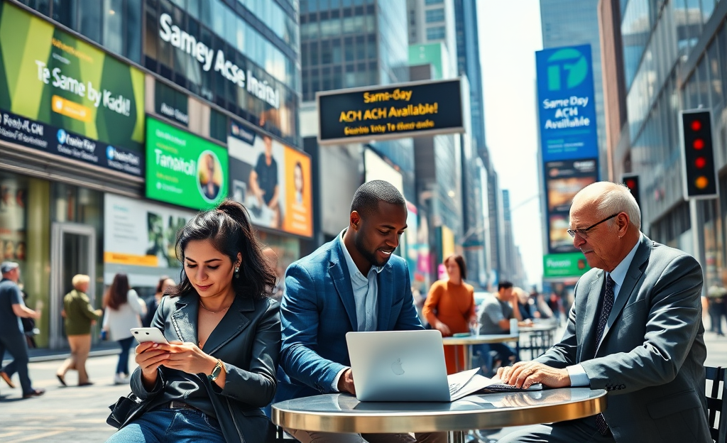 A graphic representing same day money release transactions.