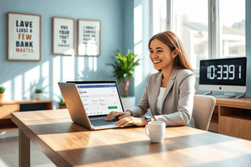 An illustration showing quick money transfer to a bank account.