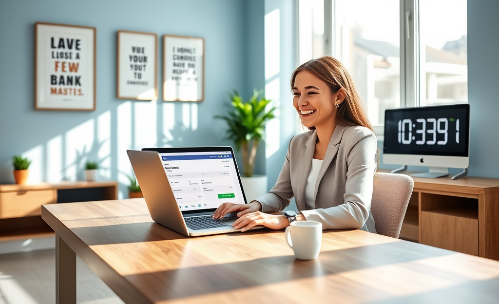 An illustration showing quick money transfer to a bank account.