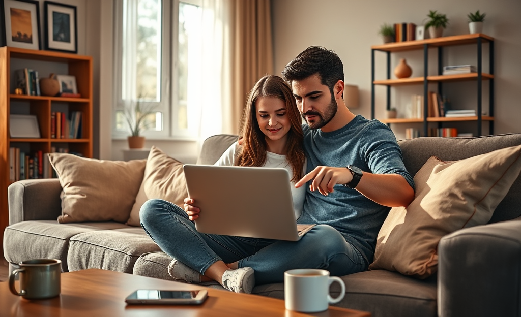 A person applying for a loan from home using a laptop.