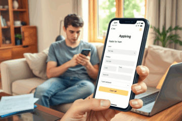 Person applying for a loan using a smartphone